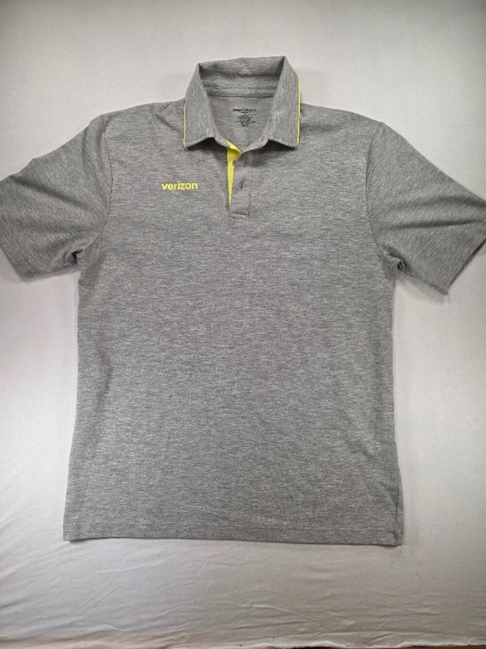 Verizon Employee Polo Work Shirt Men's Medium Gray with Yellow Logo